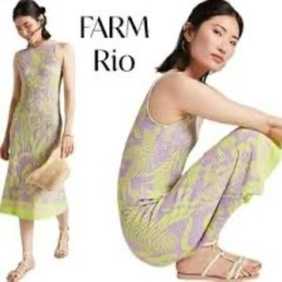 NSRP $280 NWOT Farm Rio Knit Midi Dress Size S | SAME DAY SHIP or NEXT DAY - Picture 1 of 6